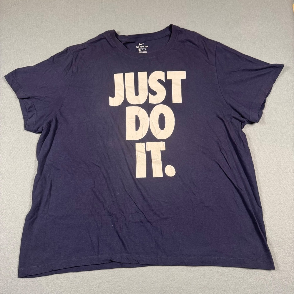 Nike Mens Just Do It Graphic T-Shirt Charcoal Grey Blue Short Sleeve XL